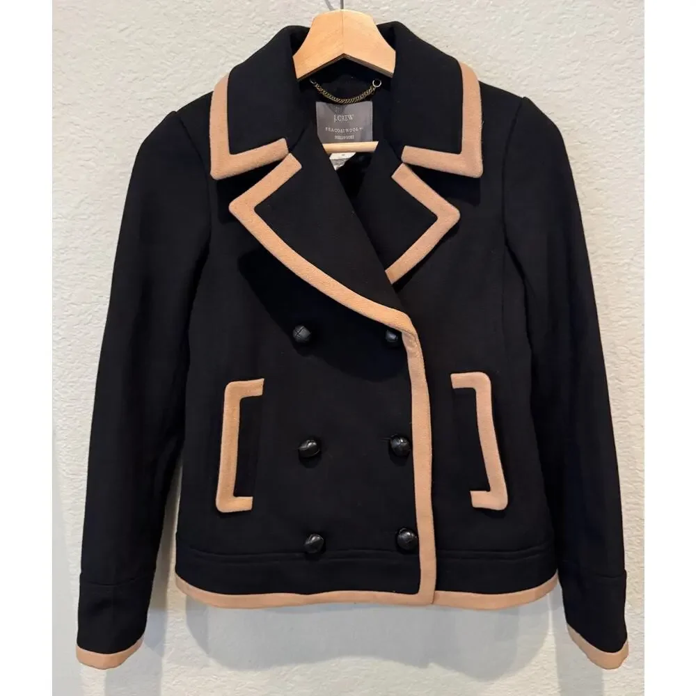 J. Crew Peacoat Wool by Nello Gori black tan Size 00